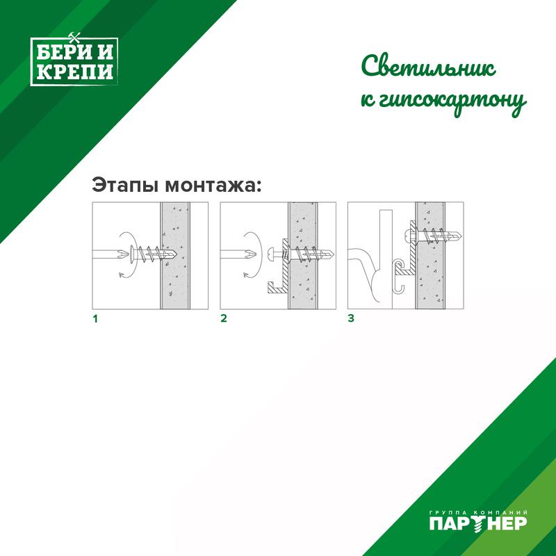 Набор для крепления светильника (гипс. стена) БЕРИ И КРЕПИ Партнер 70828