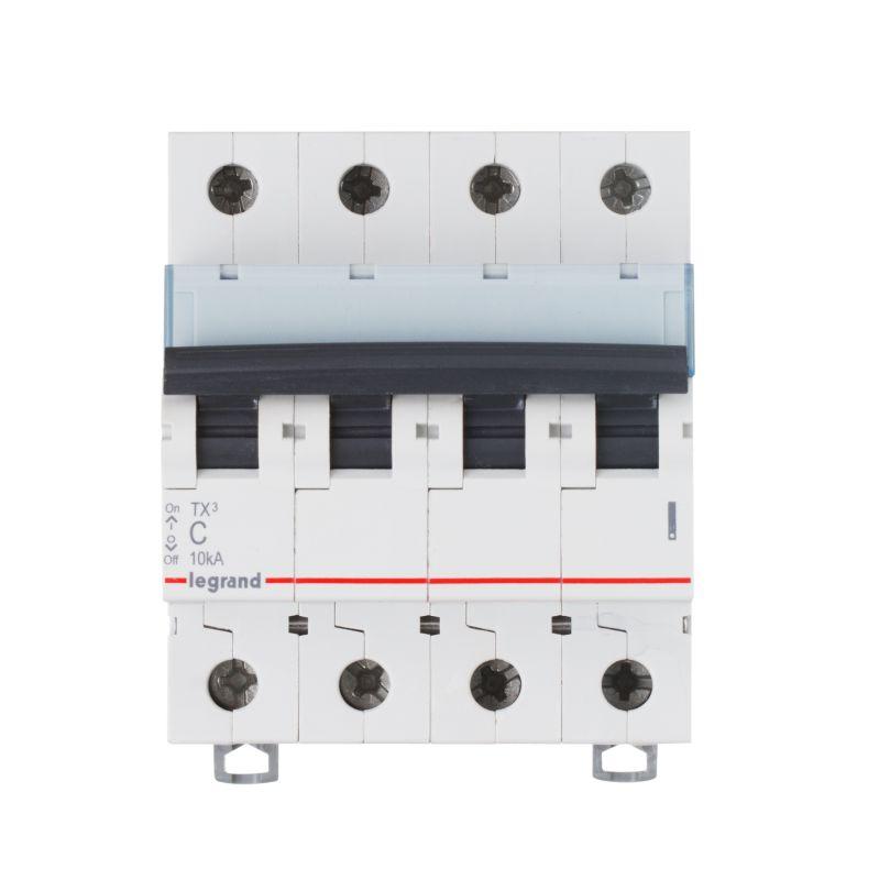 Выключатель автоматический модульный 4п B 10А 10кА TX3 6000 4мод. 400В Leg 403900
